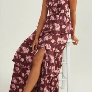 Altar'd State Wine Floral Maxi Dress